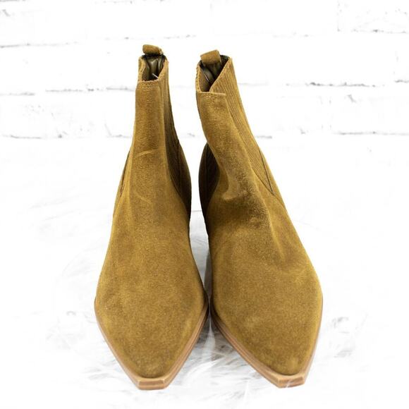Marc Fisher Brown Suede Pointed Toe Slip On Chelsea Ankle Boots Booties 5.5 - Picture 5 of 10